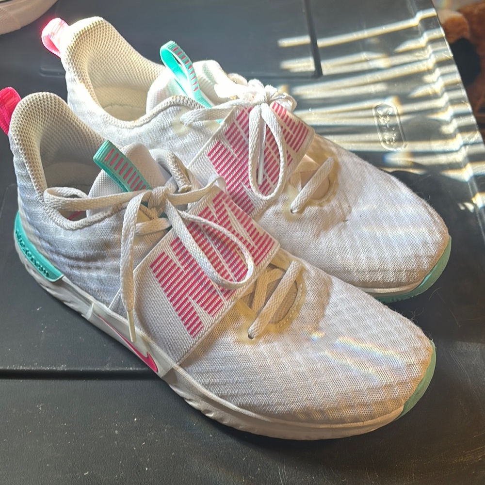 Nike White and Pink Sneakers with Breathable Mesh